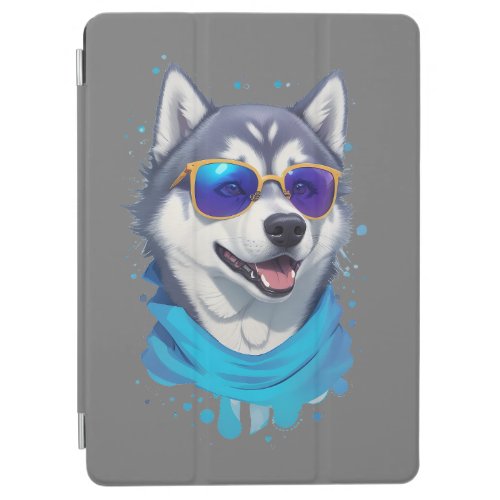Sunglass_Wearing Husky Dog in Playful Splash iPad Air Cover