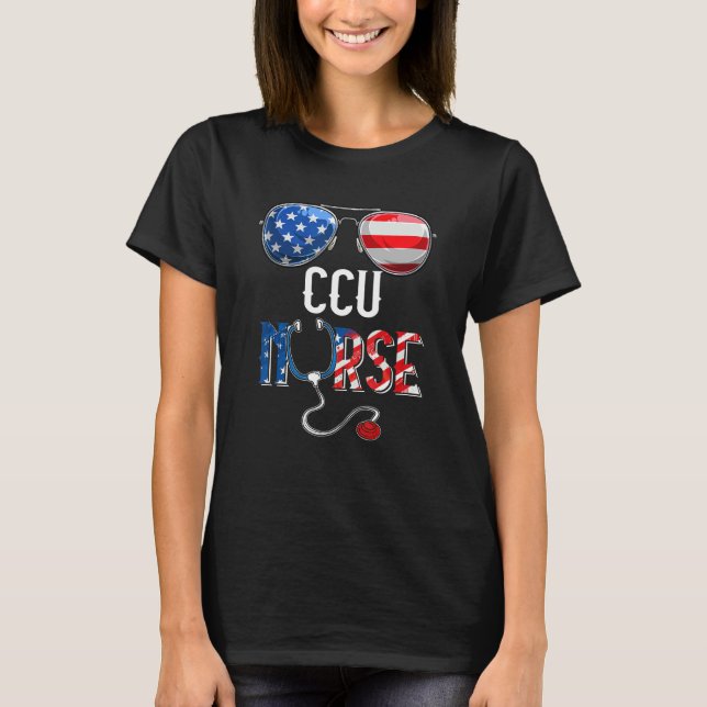 Sunglasses All American Ccu Nurse Life Nursing 4th T-Shirt (Front)