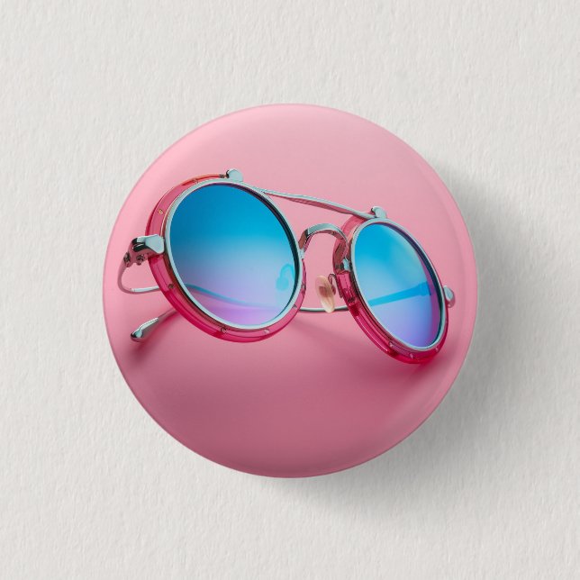 Sunglasses badge, button, pin, pink cool button (Front)