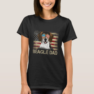 Sunglasses Beagle Dad Flag American Usa Dog T-Shirt