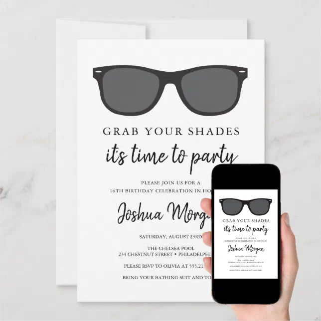 Sunglasses Birthday Party Invitation Zazzle