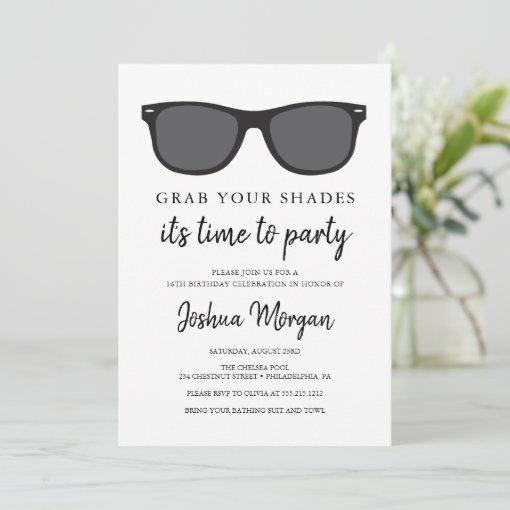 Sunglasses Birthday Party Invitation Zazzle