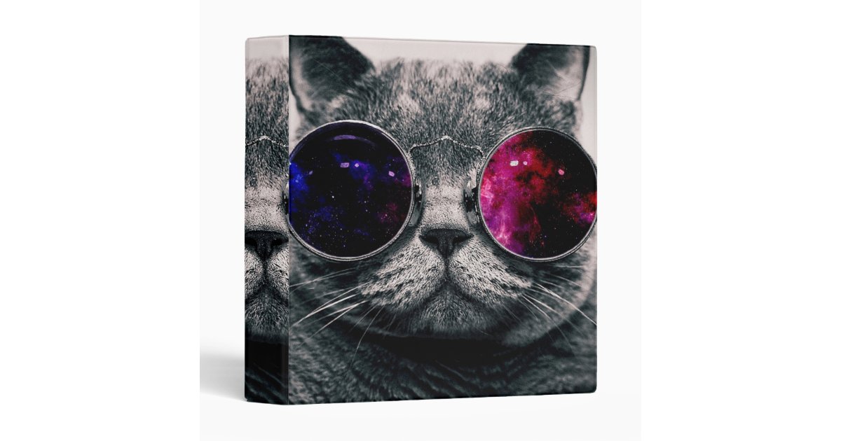 sunglasses cat 3 ring binder Zazzle