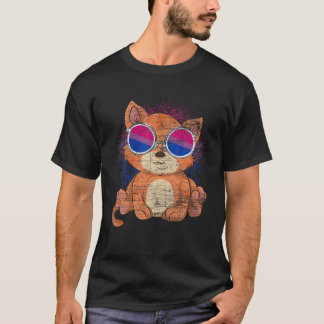 Sunglasses Cat Bi Pride Month Bisexual Flag LGBT B T-Shirt