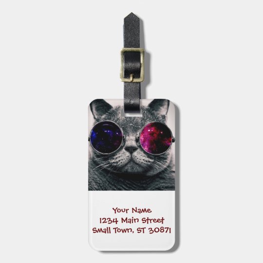 sunglasses cat luggage tag