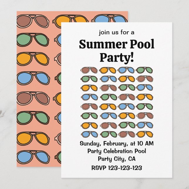 Sunglasses Colorful Summer Sunglasses  Invitation (Front/Back)
