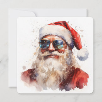Sunglasses Cool Santa Claus Christmas Holiday Card