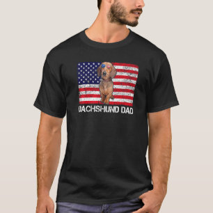 Sunglasses Dachshund Dad Flag American Usa Dog T-Shirt