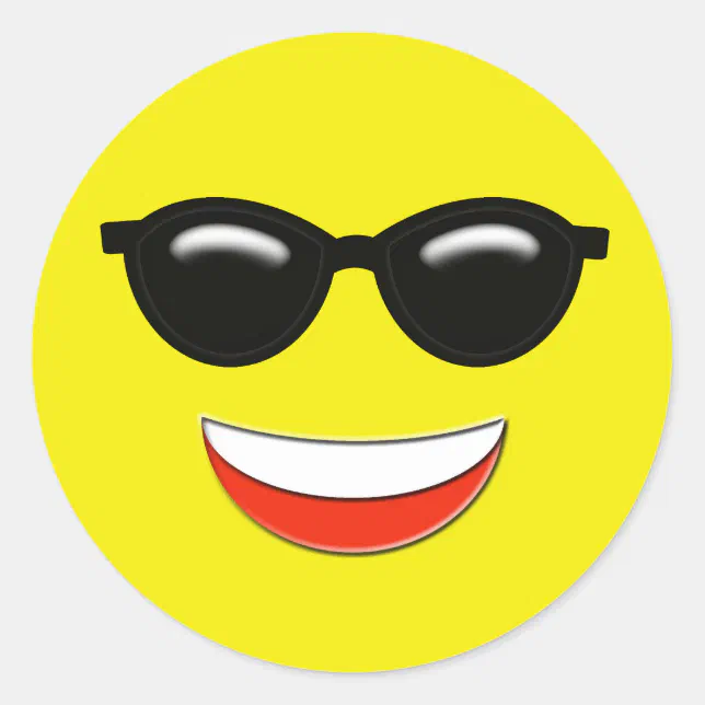 Sunglasses Emoji Classic Round Sticker | Zazzle