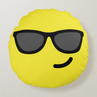 Sunglasses Emoji Round Pillow