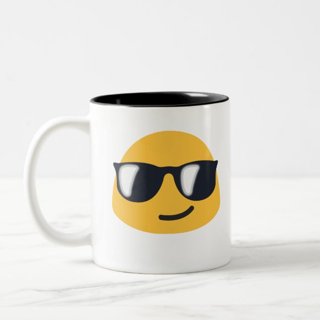 Sunglasses Emoji Two-Tone Coffee Mug (Left)