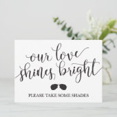 Sunglasses Favors Sign - Our Love Shines Bright (Standing Front)