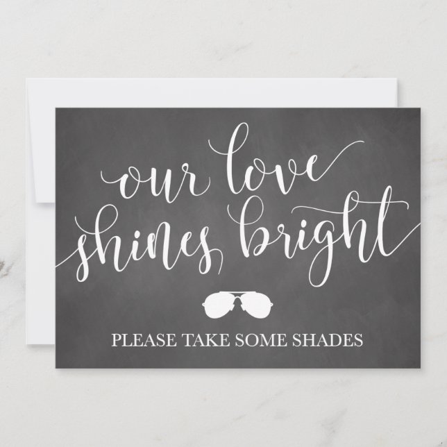 Sunglasses Favors Sign - Our Love Shines Bright (Front)