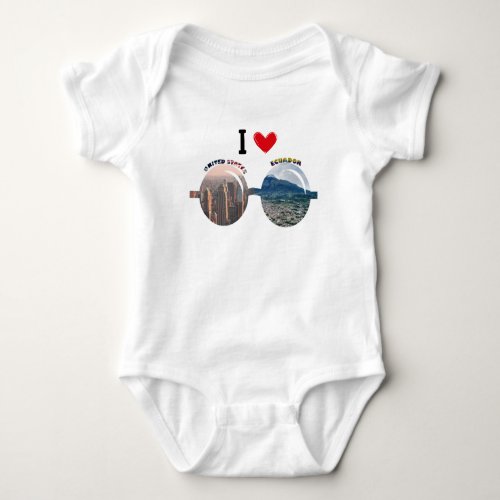 Sunglasses I love Ecuador and Unites States Baby Bodysuit