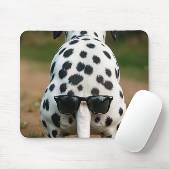 Sunglasses On a Dalmatian Dog Tail Mouse Pad (With Mouse)