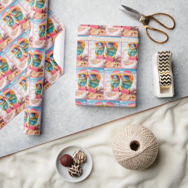 Sunglasses On Flip-flops In Beach Sand Wrapping Paper (Crafts)