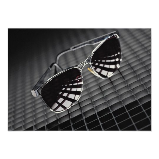Sunglasses on grid background card