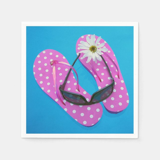 Sunglasses On Polka Dot Flip-flops Napkins (Front)