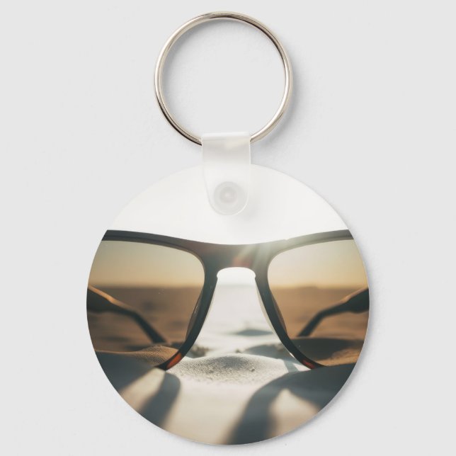 Sunglasses on Sand Keychain (Front)