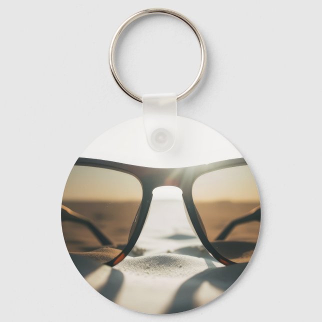 Sunglasses on Sand Keychain (Front)