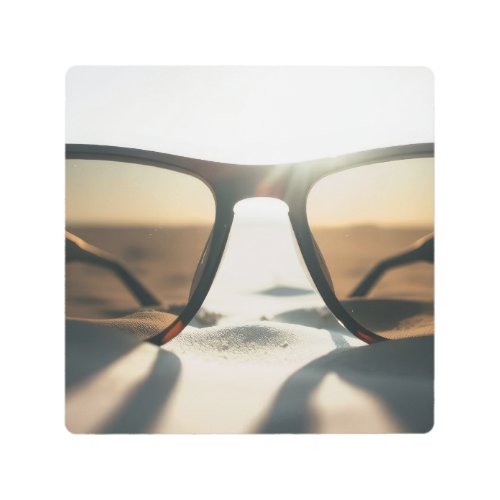 Sunglasses on Sand Metal Print
