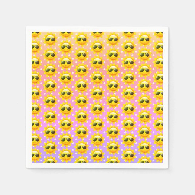 Sunglasses On Sun with Polka Dot Background Napkins (Front)