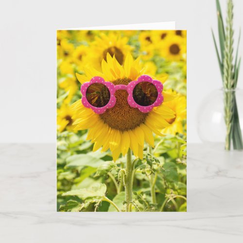 Sunglasses On Sunflower Birthday Card