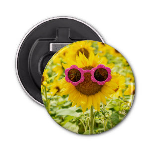 Sunglasses On Sunflower Bottle Opener