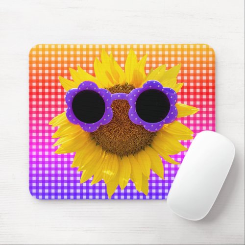 Sunglasses On Sunflower  Mouse Pad