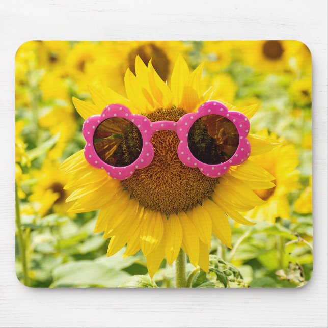 Sunglasses On Sunflower  Mouse Pad (Front)
