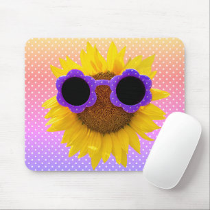Sunglasses On Sunflower  Mouse Pad