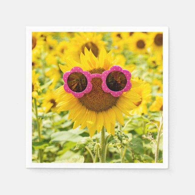 Sunglasses On Sunflower Napkins (Front)