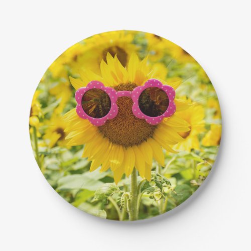 Sunglasses On Sunflower Paper Plates