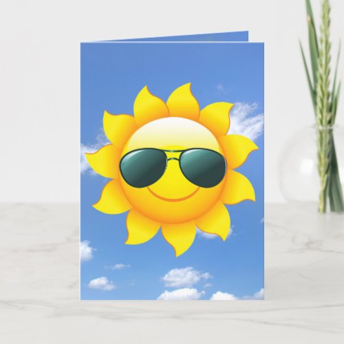 sunglasses on yellow sun thinking of you card