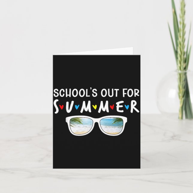 Sunglasses Palm Tree Beach School Out For Summer Card (Front)