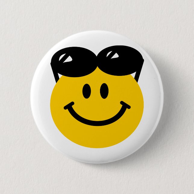 Sunglasses perched on top of head face button (Front)