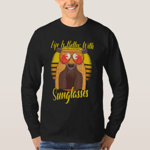 Sunglasses Retro Sunset Beach Vacation Armadillo T-Shirt