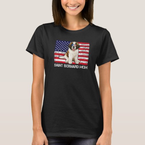 Sunglasses Saint Bernard Mom Flag American Usa Dog T_Shirt