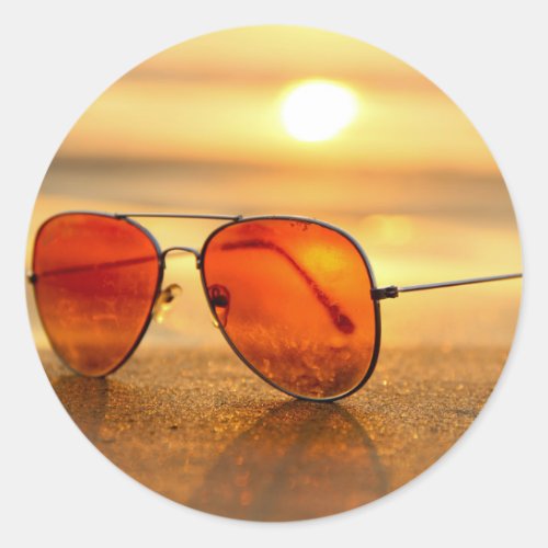 sunglasses sand classic round sticker