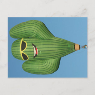 Sunglasses-Wearing Cactus Hot Air Balloon Postcard