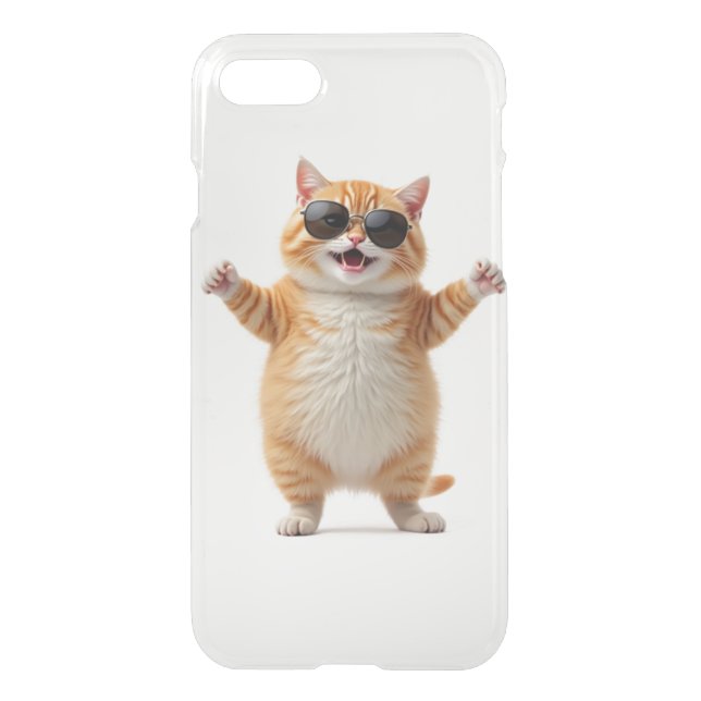 Sunglasses-wearing dancing chubby cat uncommon iPhone case (Back)
