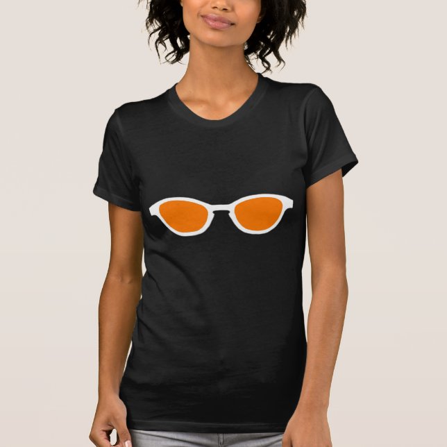 Sunglasses White Rim Orange Lens The MUSEUM Zazzle T-Shirt (Front)