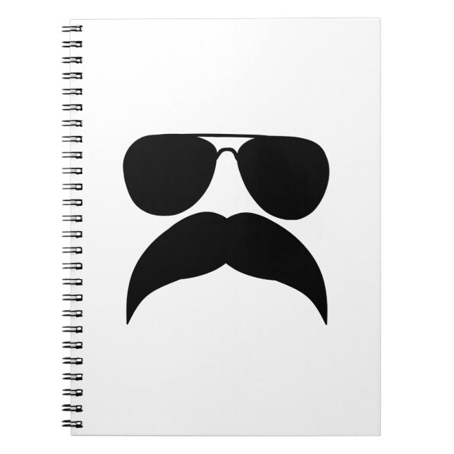 Sunglasses with mustache - Choose background color Notebook (Front)