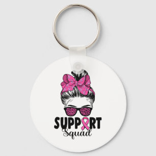 Sungles Messy Bun Support Squad Breast Cancer Keychain