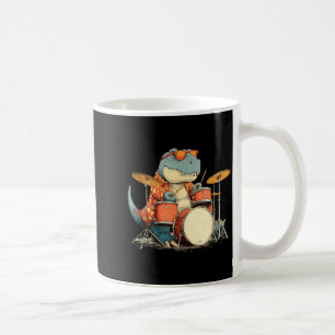 Sungles Rockstar Dinosaur With Cool Drums Costume Coffee Mug