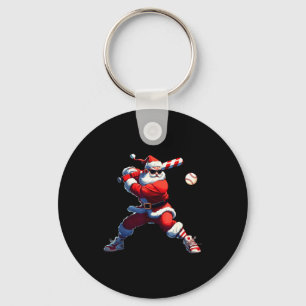 Sungles Santa Playing Baseball Christmas Pajamas X Keychain