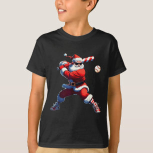 Sungles Santa Playing Baseball Christmas Pajamas X T-Shirt