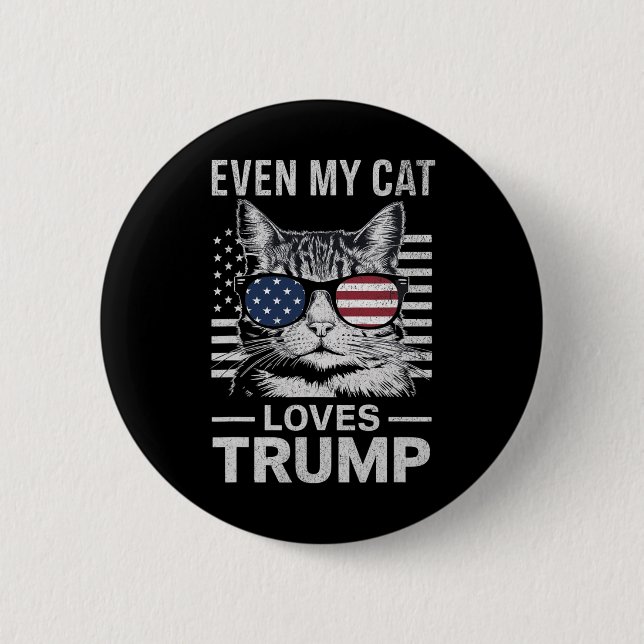 Sungles Usa Flag Even My Cat Loves Trump  Button (Front)