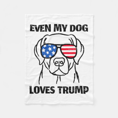 Sungles Usa Flag Even My Dog Loves Trump  Fleece Blanket