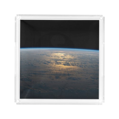 Sunglint Beams Off A Partly Cloudy South Pacific Acrylic Tray